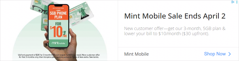 Mint Mobile campaigns first seen Mar 2026.
