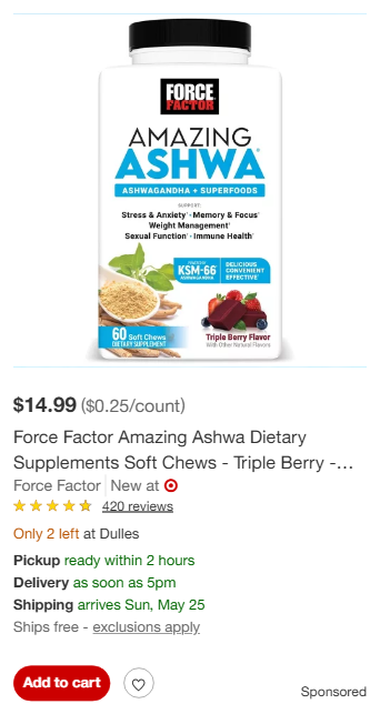 Force Factor campaigns first seen May 2025.