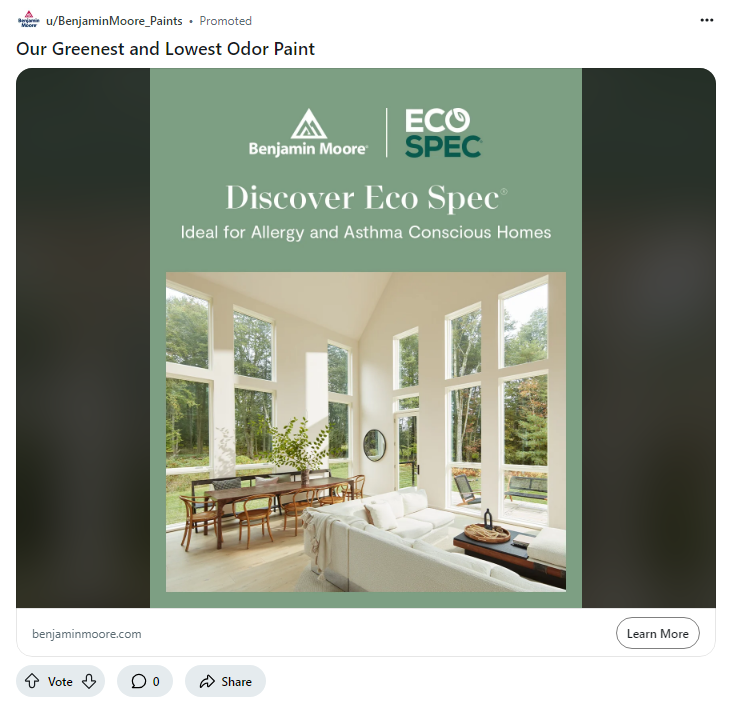 Benjamin Moore  campaigns first seen Oct 2025.
