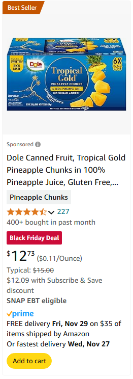 Dole Food campaigns first seen Nov 2024.