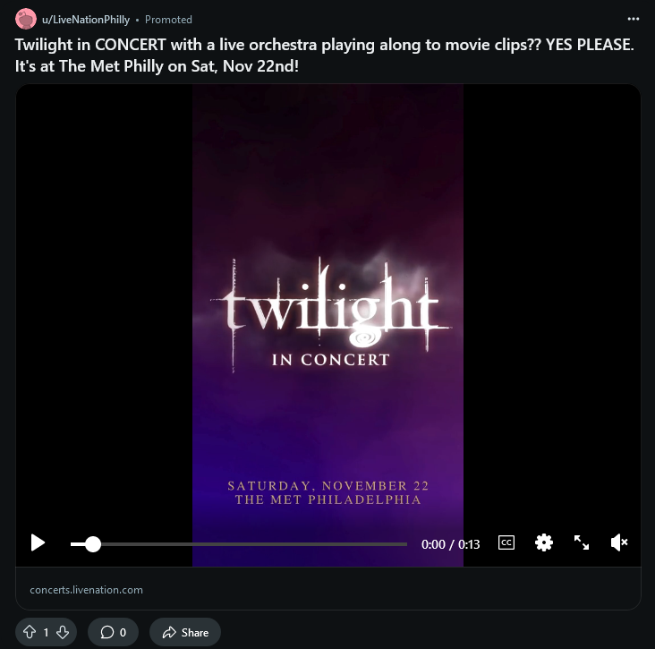 Live Nation Entertainment campaigns first seen Apr 2025.