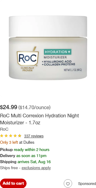 RoC Skincare campaigns first seen Aug 2025.