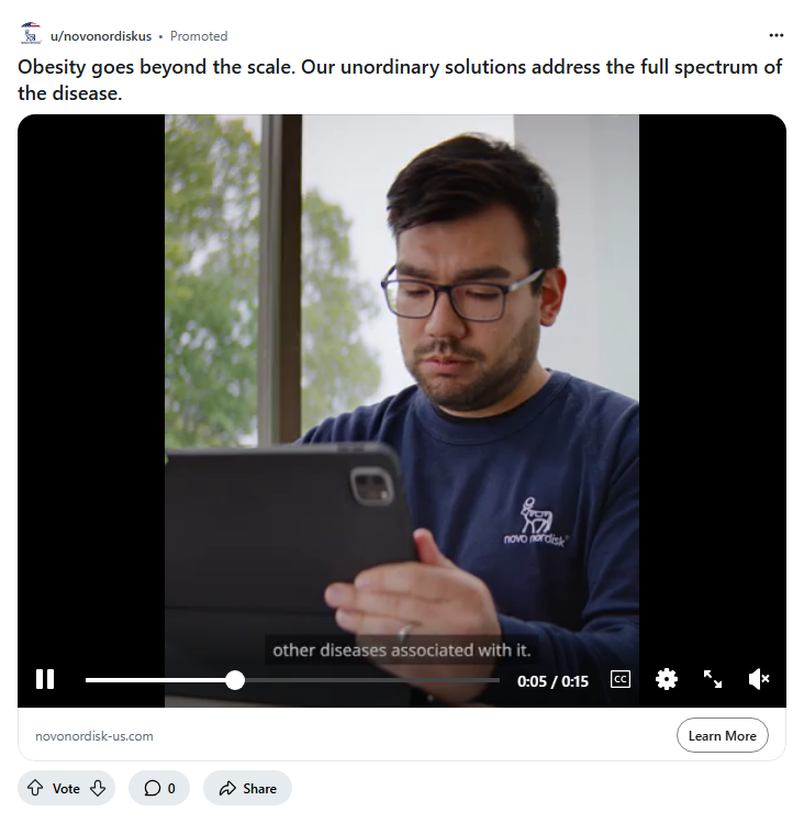 Novo Nordisk A/S campaigns first seen Oct 2025.