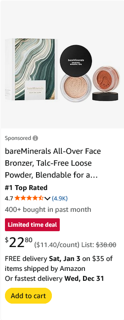 BareMinerals campaigns first seen Dec 2025.