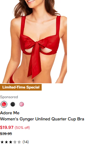 Adore Me campaigns first seen Feb 2025.