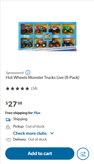 Hot Wheels Monster Trucks Live, 8-Pack - Sam's Club
