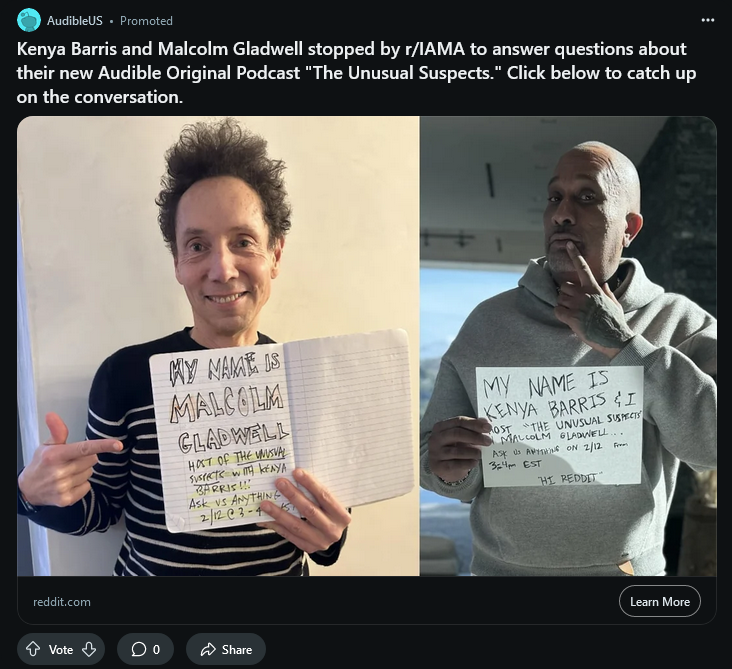 Audible campaigns first seen Feb 2025.