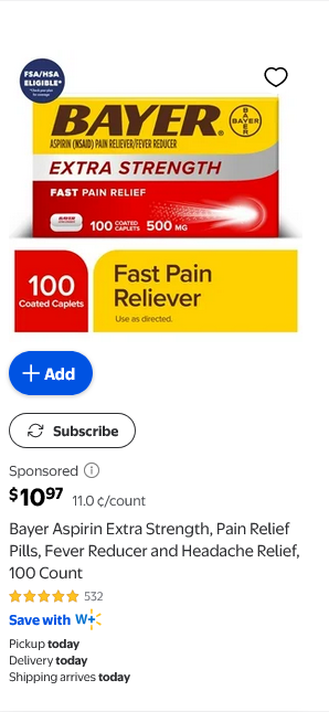 Bayer Aspirin campaigns first seen Apr 2026.