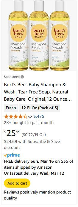 Burt's Bees campaigns first seen Mar 2025.