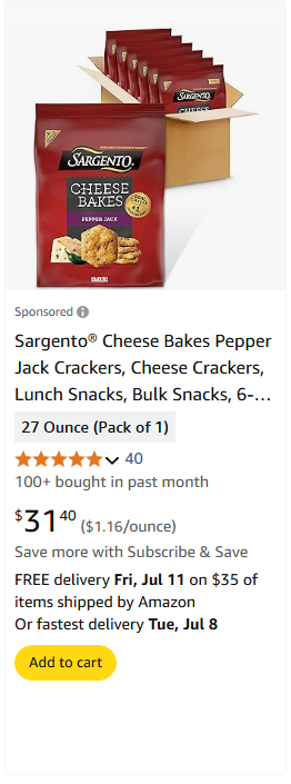 Sargento Foods campaigns first seen Jul 2025.