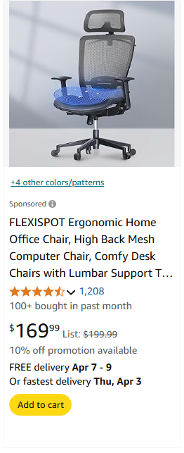 FlexiSpot campaigns first seen Apr 2025.