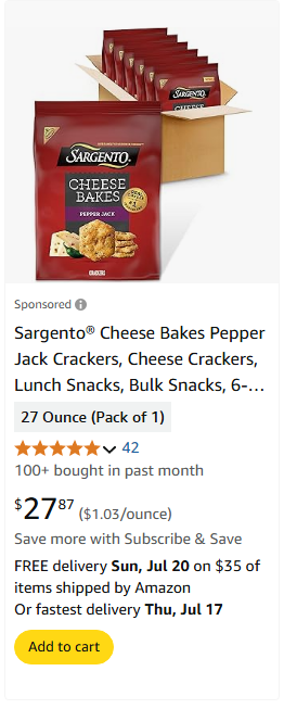 Sargento Foods campaigns first seen Jul 2025.