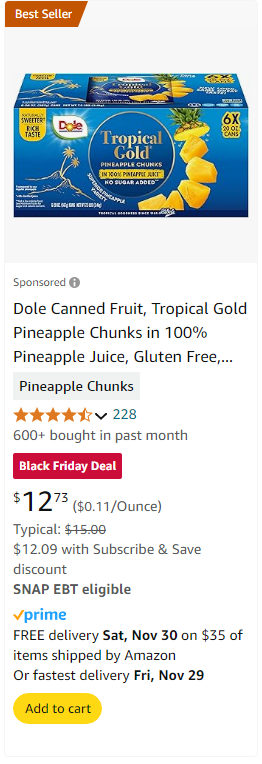 Dole Food campaigns first seen Nov 2024.