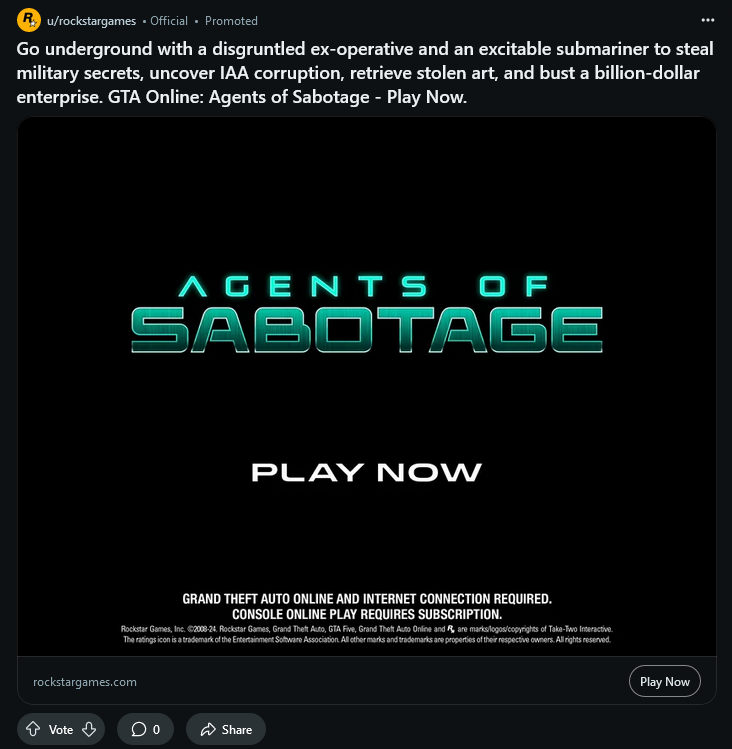 Rockstar Games campaigns first seen Dec 2024.