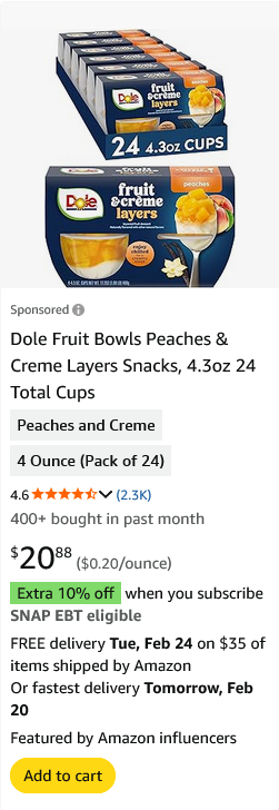 Dole Food campaigns first seen Feb 2026.
