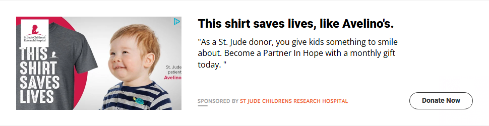 St. Jude Children's Research Hospital campaigns first seen Mar 2026.