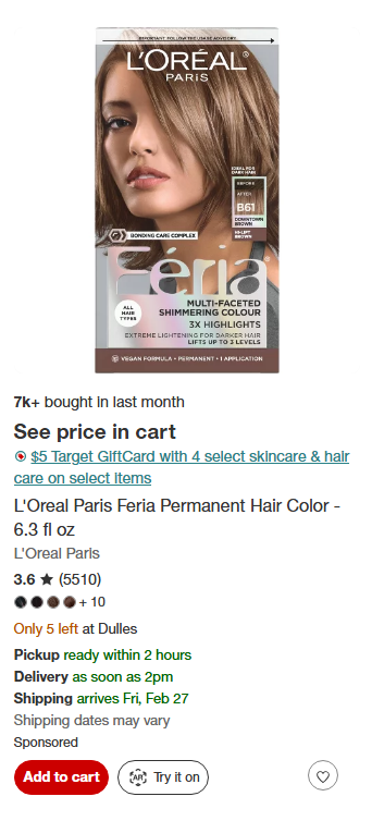 L'Oreal Paris Hair Color campaigns first seen Feb 2026.