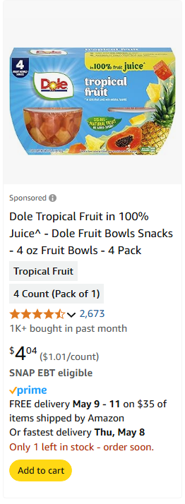 Dole Food campaigns first seen May 2025.