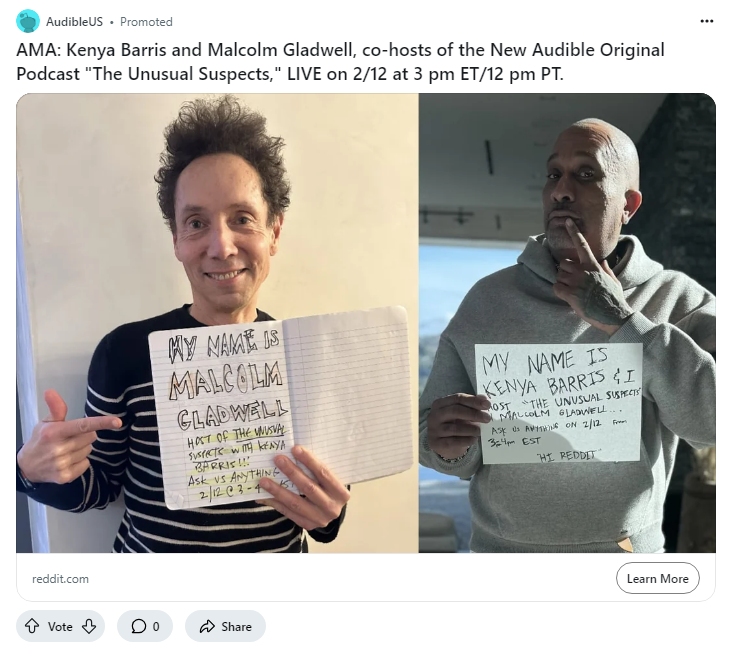 Audible campaigns first seen Feb 2025.