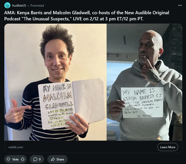 Audible campaigns first seen Feb 2025.