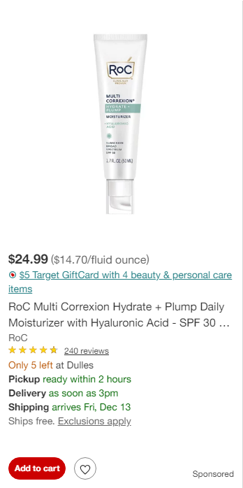 RoC Skincare campaigns first seen Dec 2024.