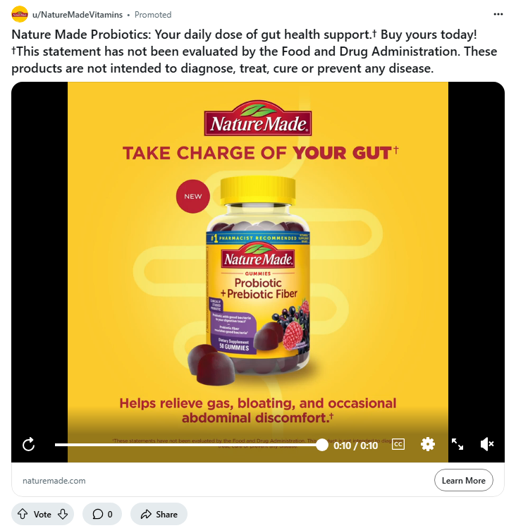 Nature Made campaigns first seen Jul 2025.