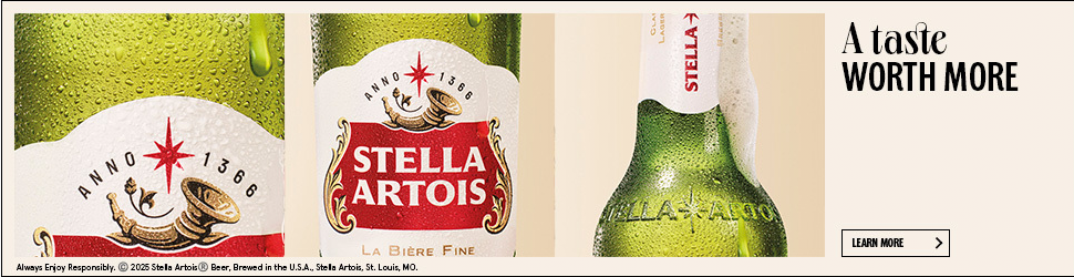Stella Artois campaigns first seen Jul 2025.