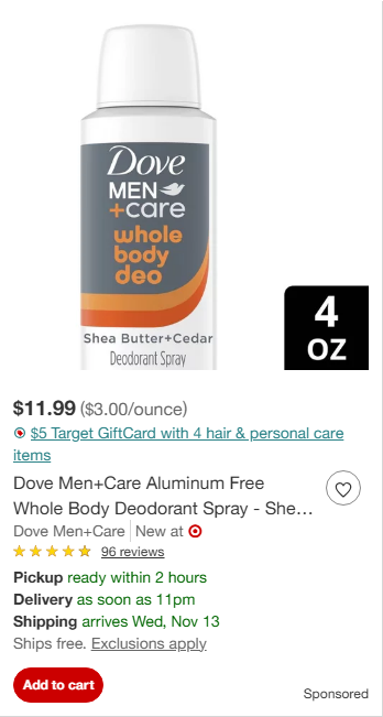 Dove campaigns first seen Nov 2024.