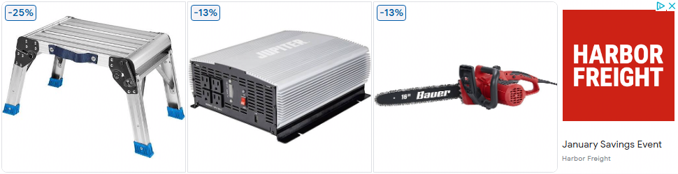 Harbor Freight Tools campaigns first seen Jan 2025.