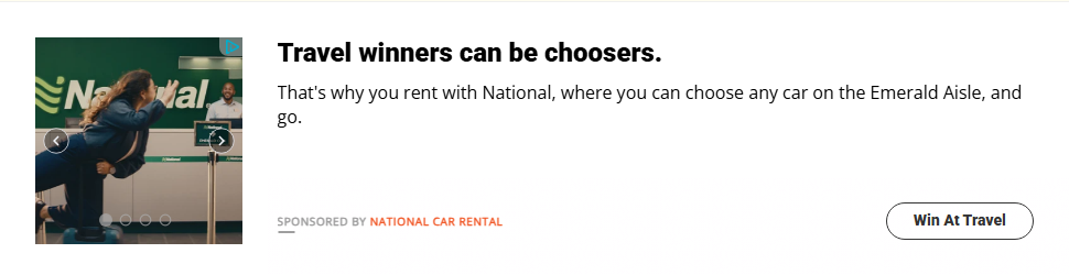 National Car Rental campaigns first seen Dec 2025.