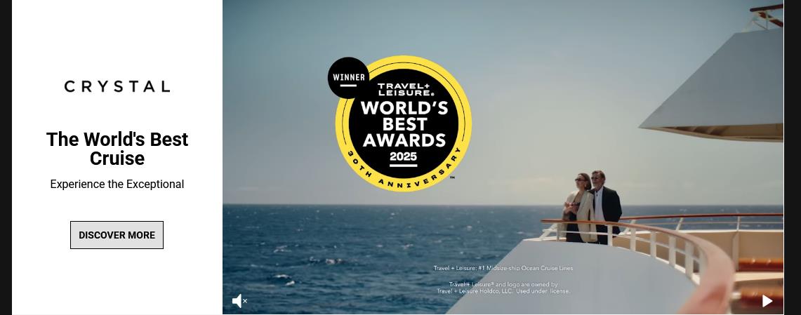 Crystal Cruises campaigns first seen Feb 2026.