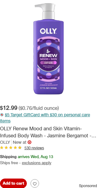 Olly Vitamins & Supplements campaigns first seen Aug 2025.