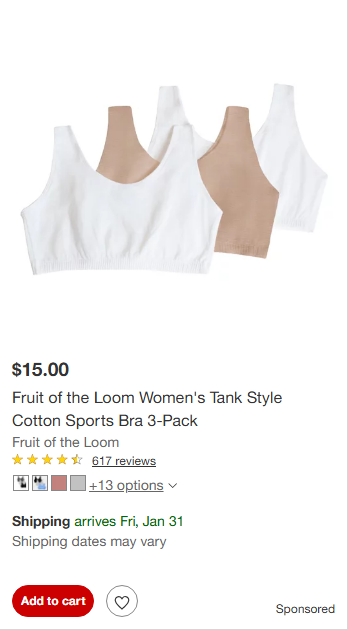 Fruit of the Loom campaigns first seen Jan 2025.