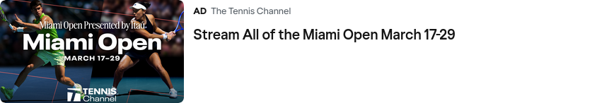 The Tennis Channel campaigns first seen Mar 2026.