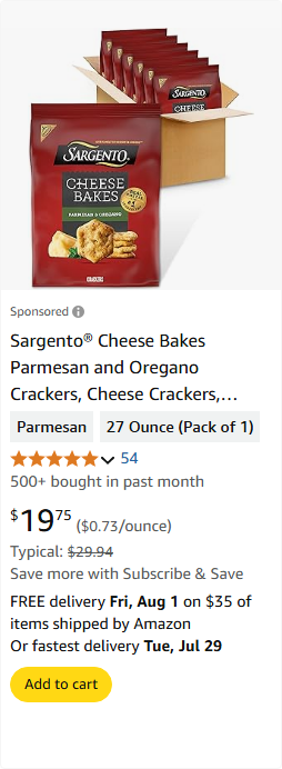 Sargento Foods campaigns first seen Jul 2025.
