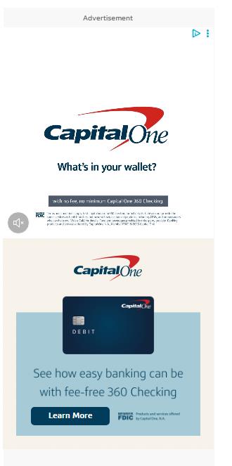 Capital One Consumer Credit & Debit Cards campaigns first seen Aug 2025.