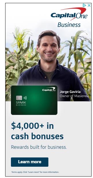 Capital One Small Business Credit Cards campaigns first seen Apr 2025.