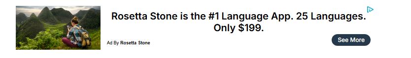 Rosetta Stone campaigns first seen Feb 2025.