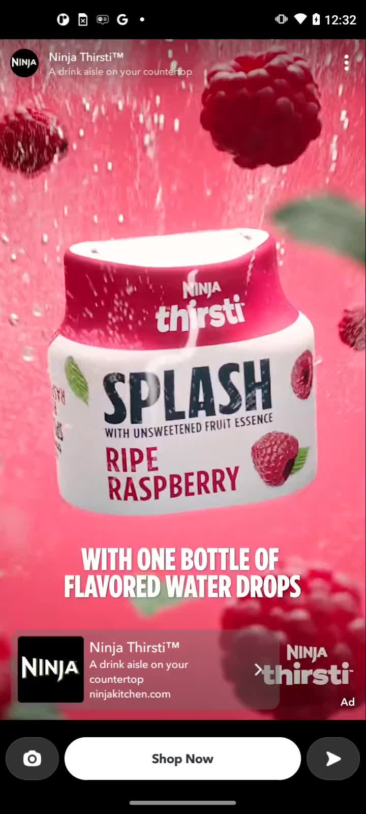 Ninja Thirsti Splash Ripe Raspberry Flavored Water Drops (Unsweetened)