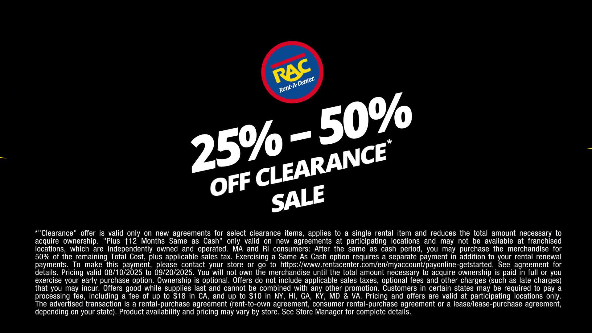 Rent-A-Center campaigns first seen Aug 2025.